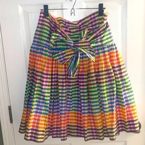 JCREW Tie Front Skirt in Rainbow Gingham